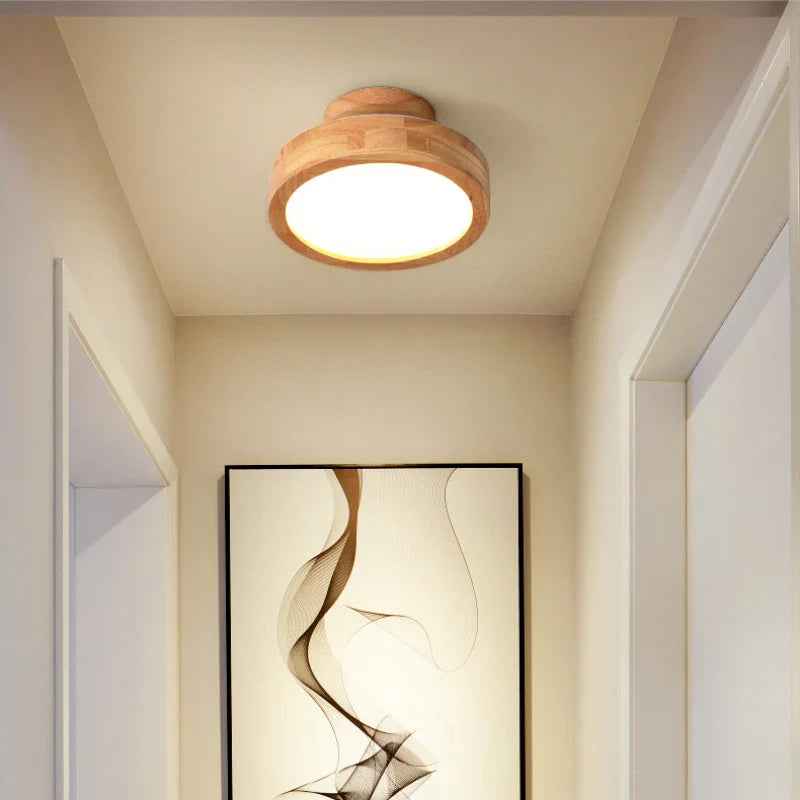 NordicGlo - scandinavische massief houten plafondlamp rond