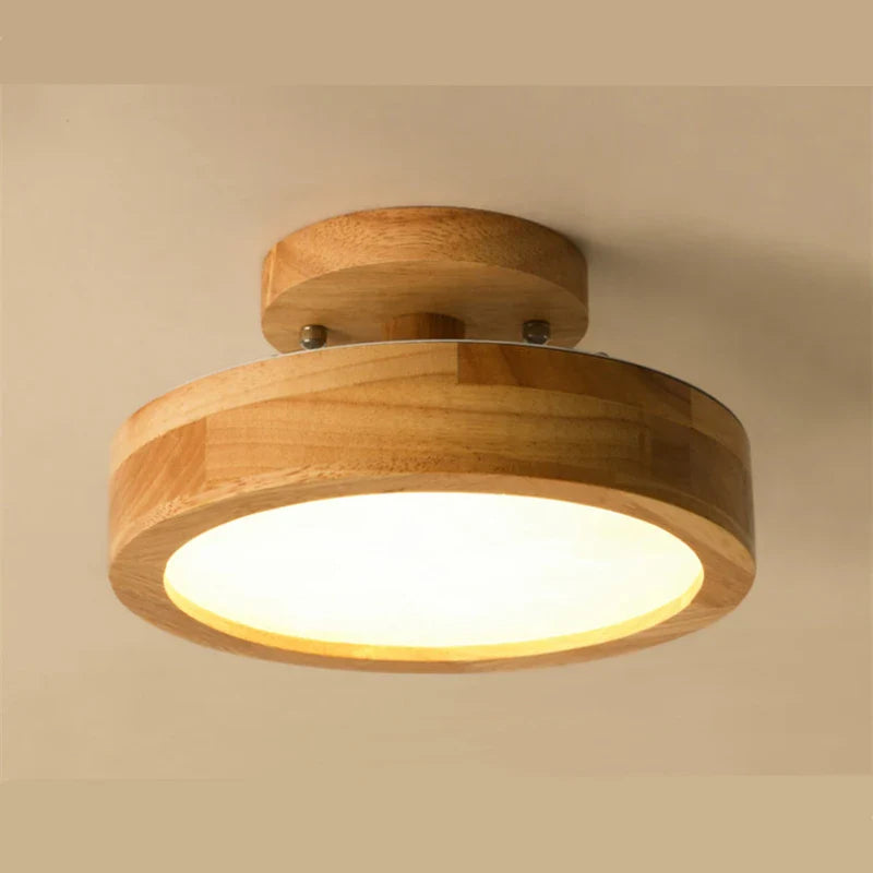 NordicGlo - scandinavische massief houten plafondlamp rond