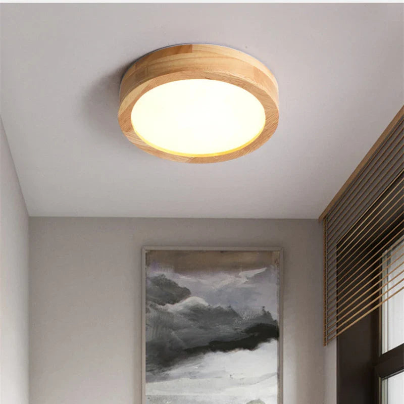 NordicGlo - scandinavische massief houten plafondlamp rond