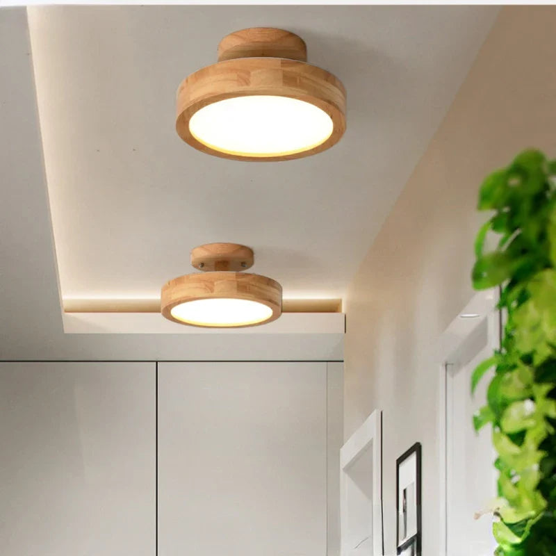 NordicGlo - scandinavische massief houten plafondlamp rond