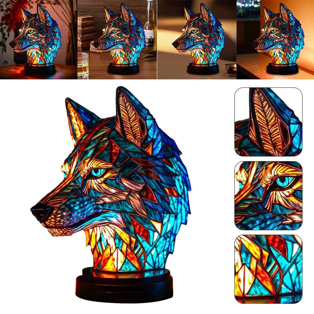 Dierlijke glans | lamp met glas in lood van dieren