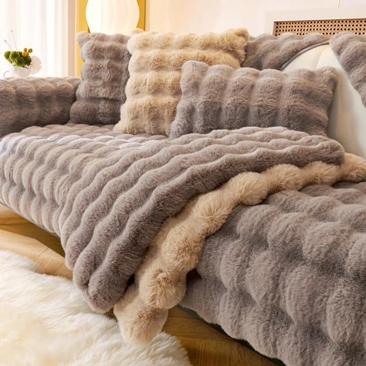 WarmEmbrace | sofahoes van pluche konijnenbont
