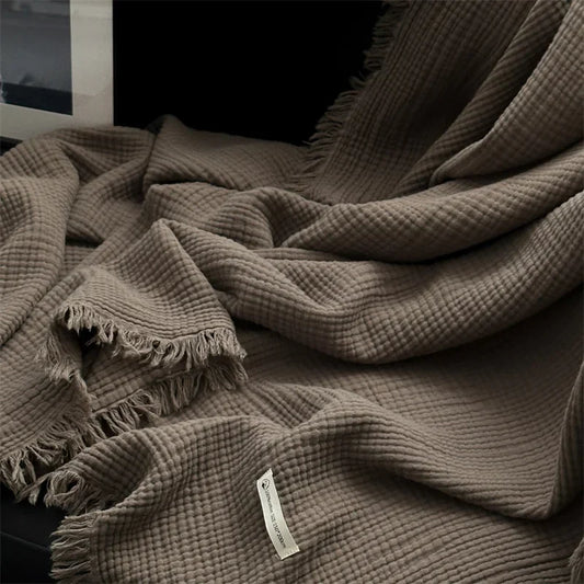 FringeBlanket | bankdeken van effen katoen