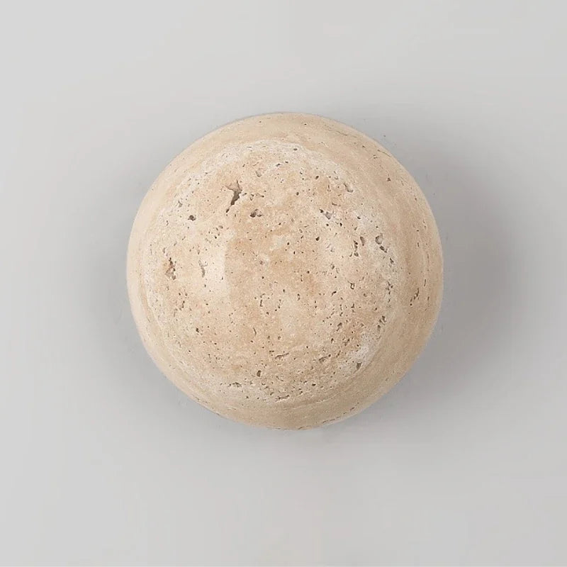 Volle Maan Travertijn LED Wandlamp