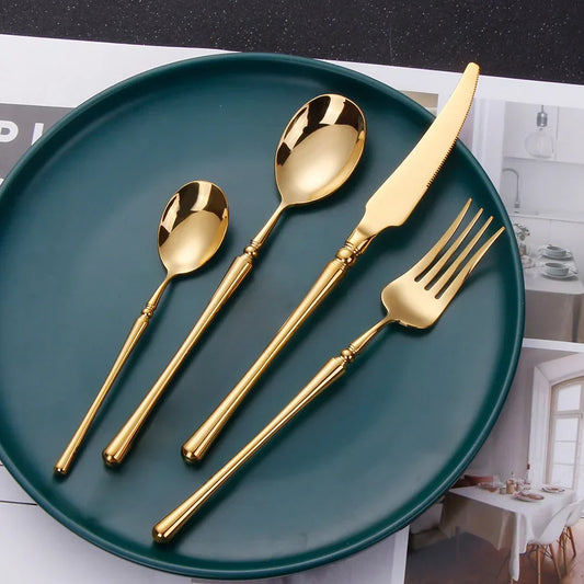 Plankmat | Luxe gouden matte bestekset