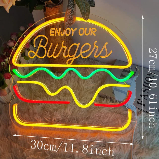 Quickbite - nachtlampje met neonreclame voor fastfood