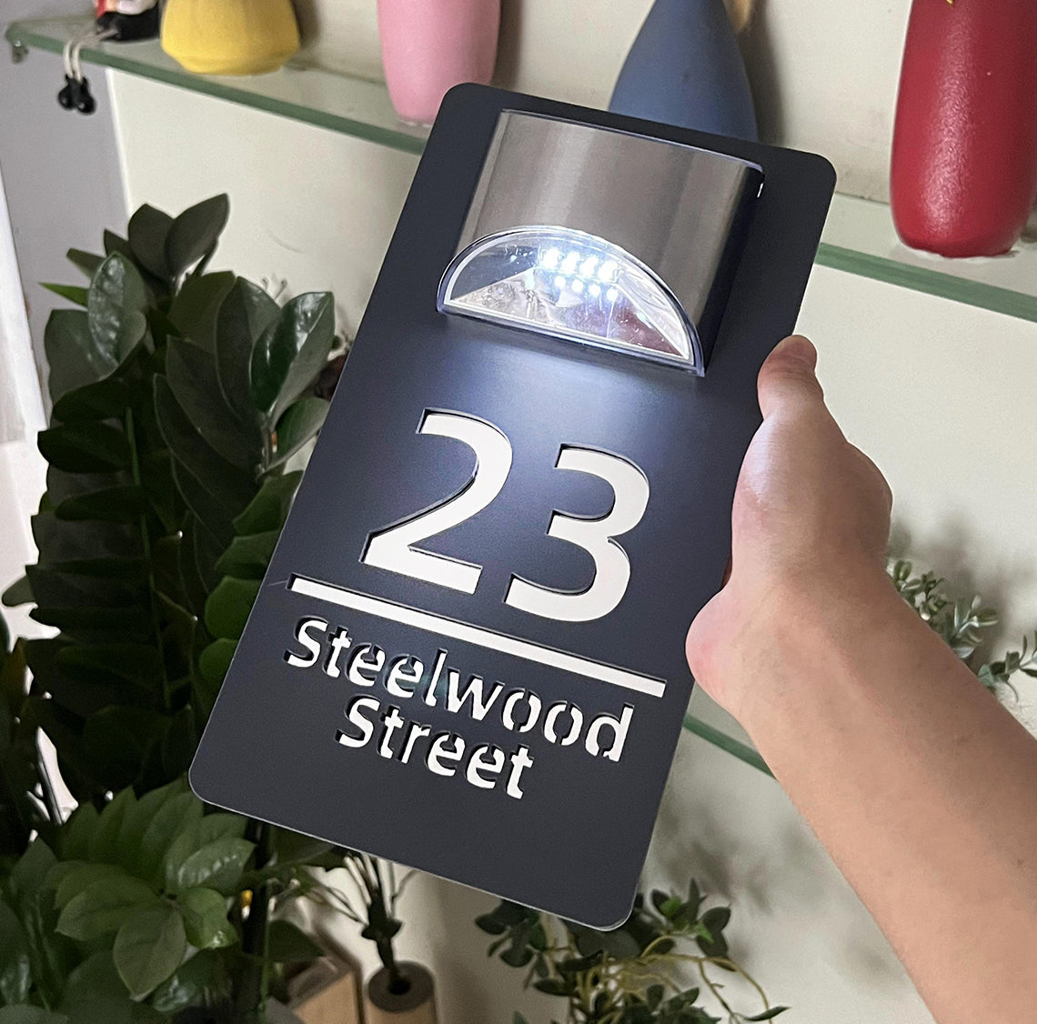 Gepersonaliseerde solar led light huisnummerbord
