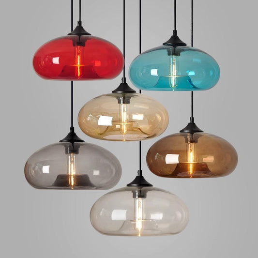 Moderne retro hanglamp in glas-in-lood