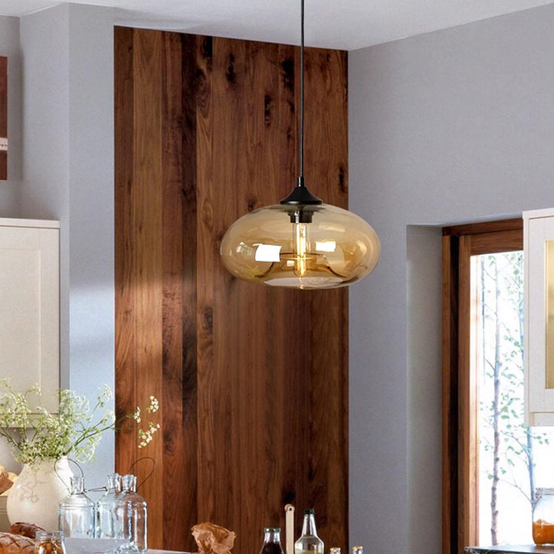 Moderne retro hanglamp in glas-in-lood