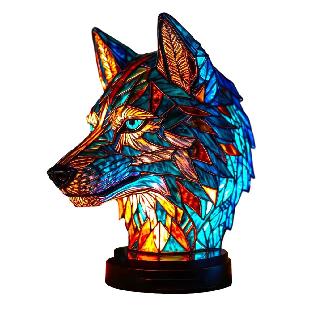 Dierlijke glans | lamp met glas in lood van dieren