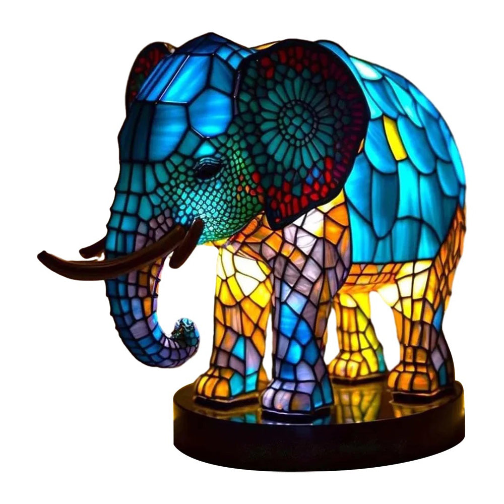 Dierlijke glans | lamp met glas in lood van dieren