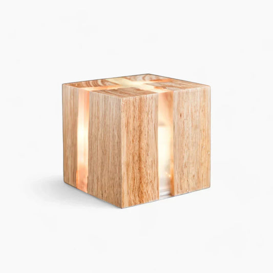 Moderne crackling houten tafellamp